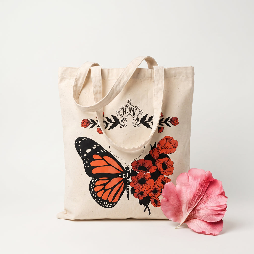 Monarch's Bloom-Canvas Tote Bag