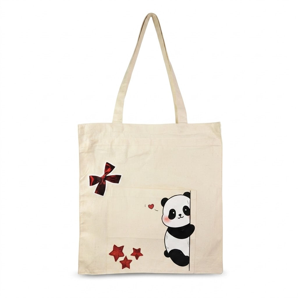 Peeking Panda-Canvas Tote Bag