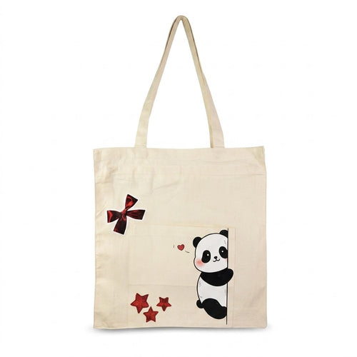 Peeking Panda-Canvas Tote Bag