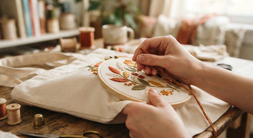 A doubled seam running along the base of a DASTAN tote